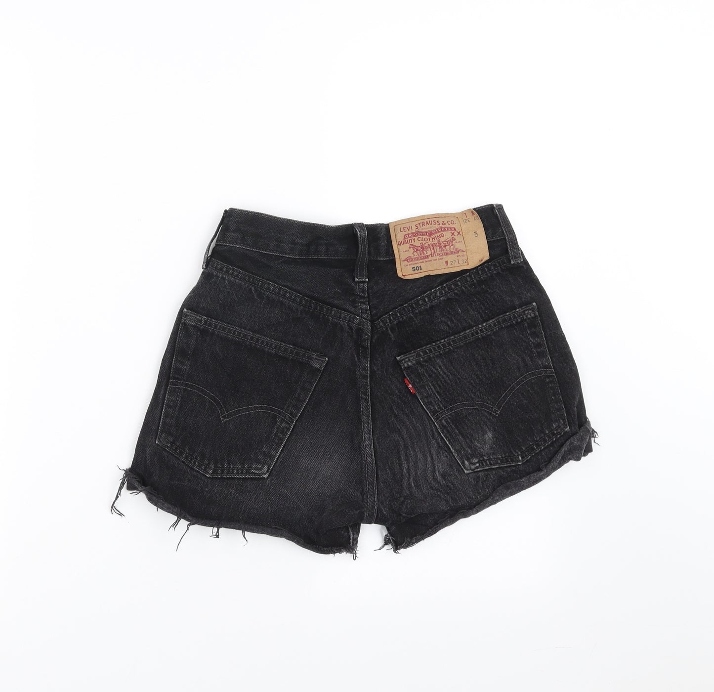 LEVIS Womens Grey  Denim Hot Pants Shorts Size 28 - cut off distressed shorts