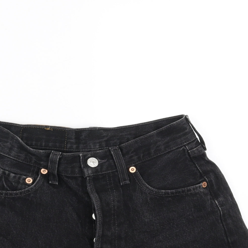 LEVIS Womens Grey  Denim Hot Pants Shorts Size 28 - cut off distressed shorts