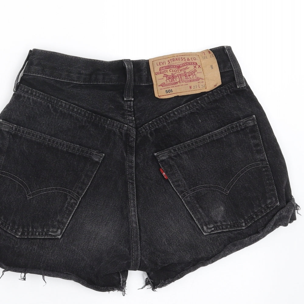 LEVIS Womens Grey  Denim Hot Pants Shorts Size 28 - cut off distressed shorts