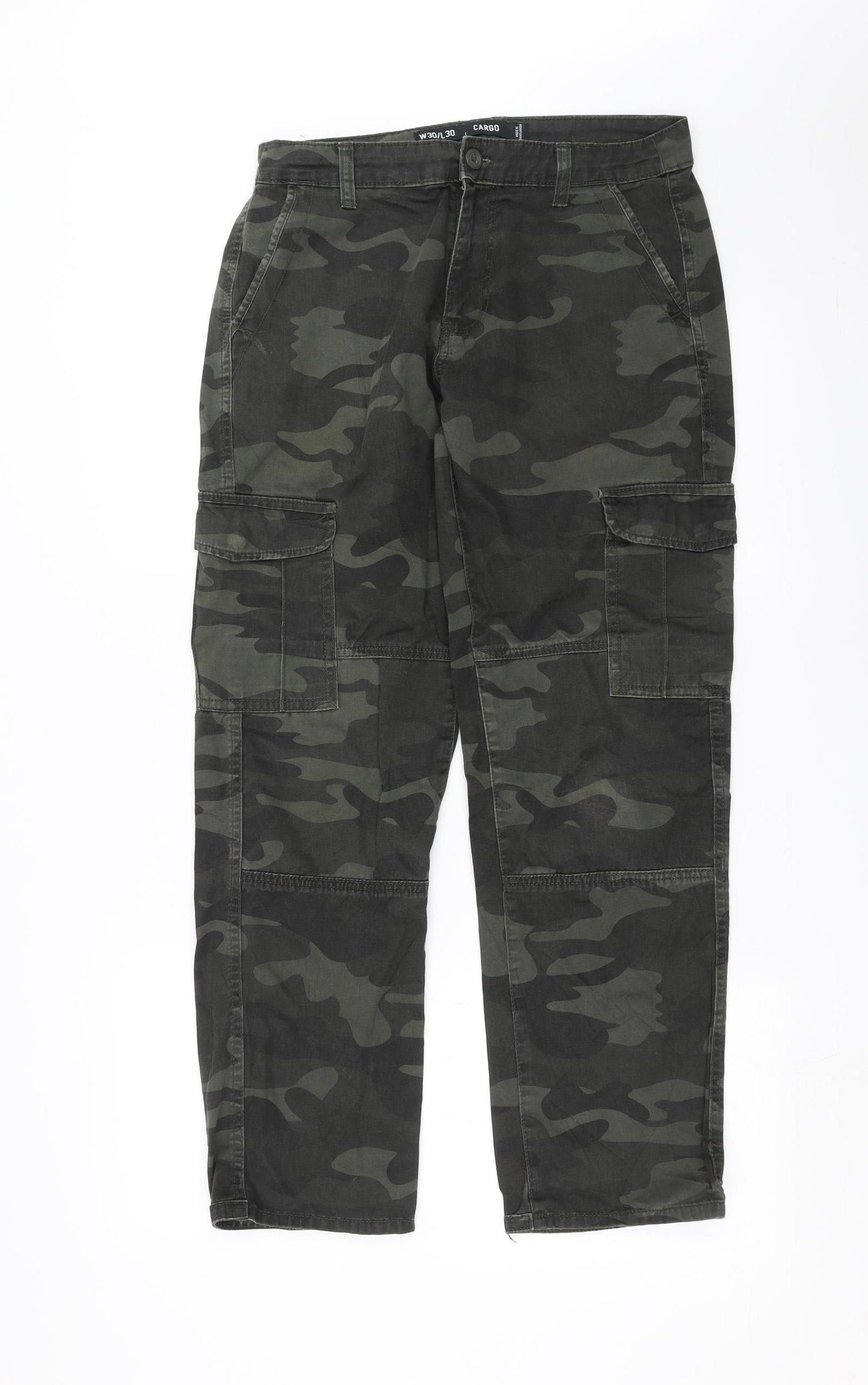Primark Mens Green Camouflage  Cargo Trousers Size 30 in L30 in