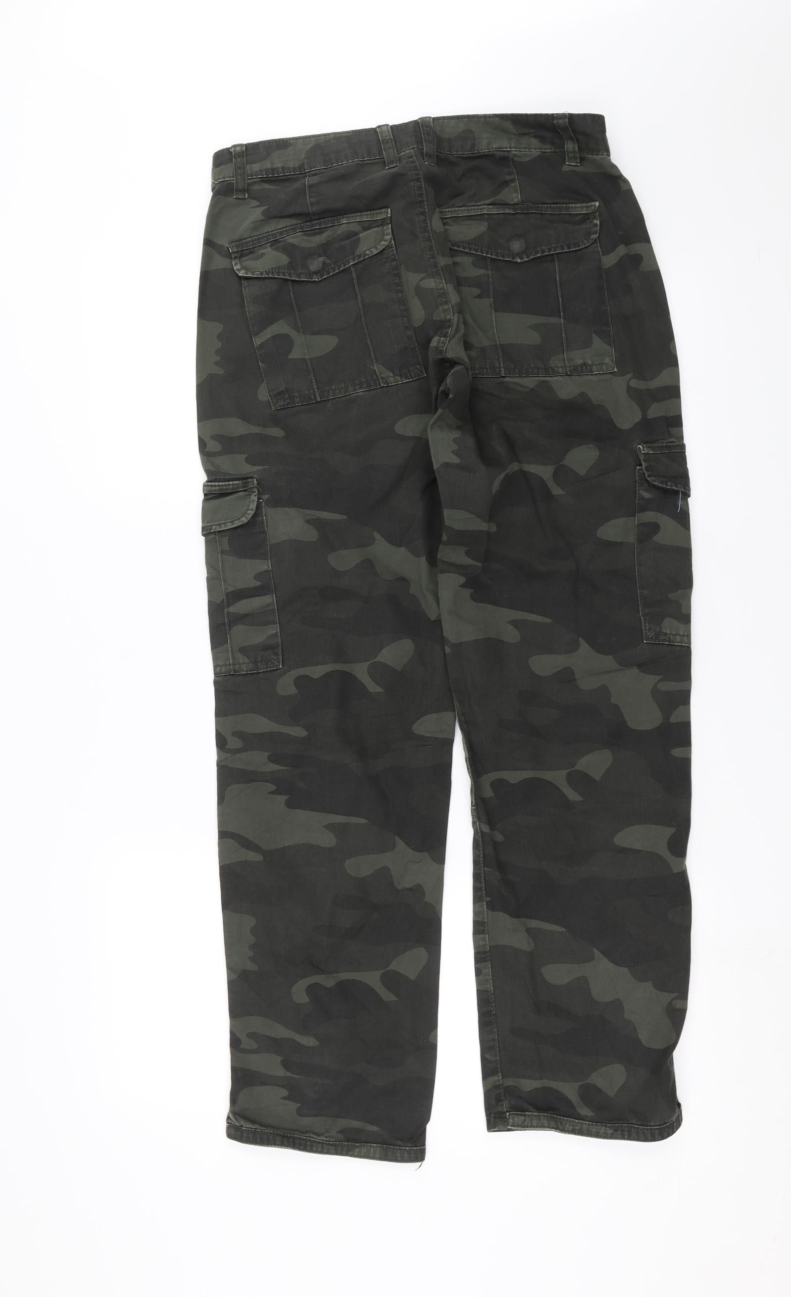 Primark Mens Green Camouflage Cargo Trousers Size 30 in L30 in – Preworn