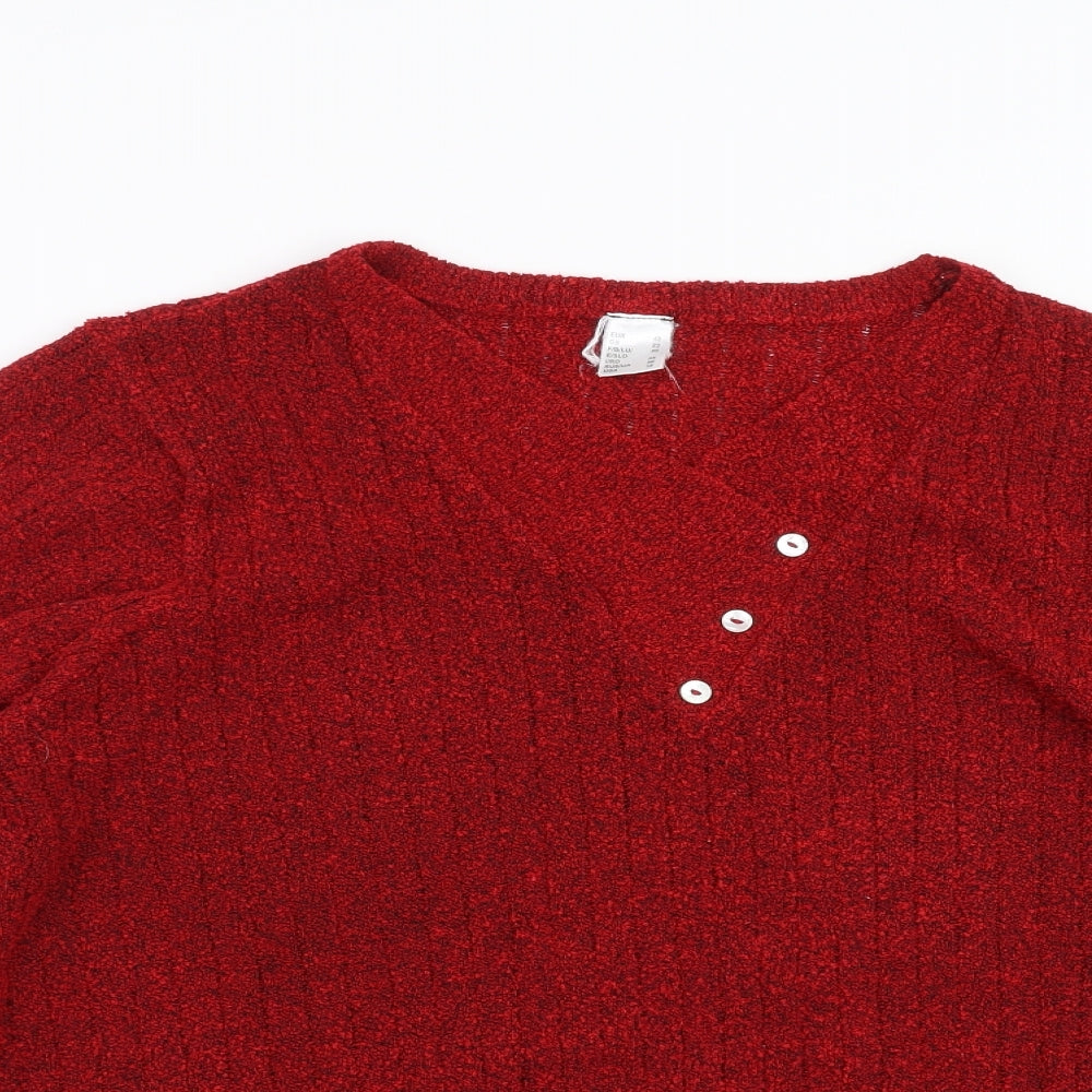 Preworn Womens Red Striped Knit Pullover Jumper Size 22