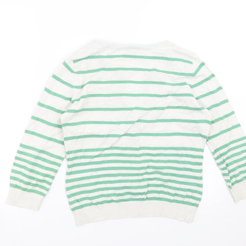 H&M Mens White Striped Knit Cardigan Jumper Size S