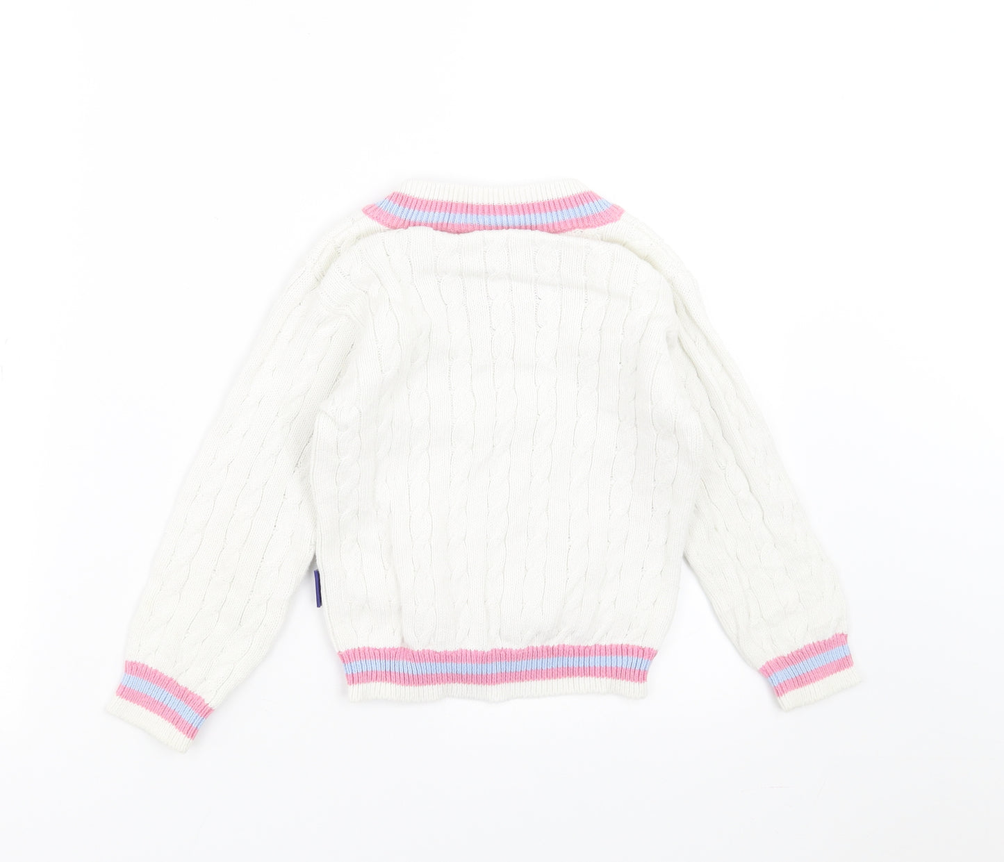 lords Boys White  Knit Pullover Jumper Size 5-6 Years