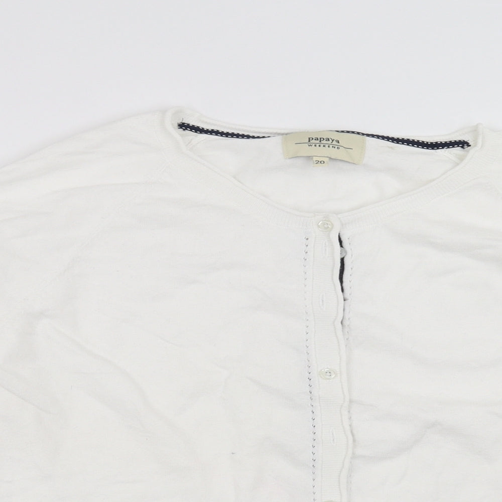 Papaya Womens White  Knit Cardigan Jumper Size 20