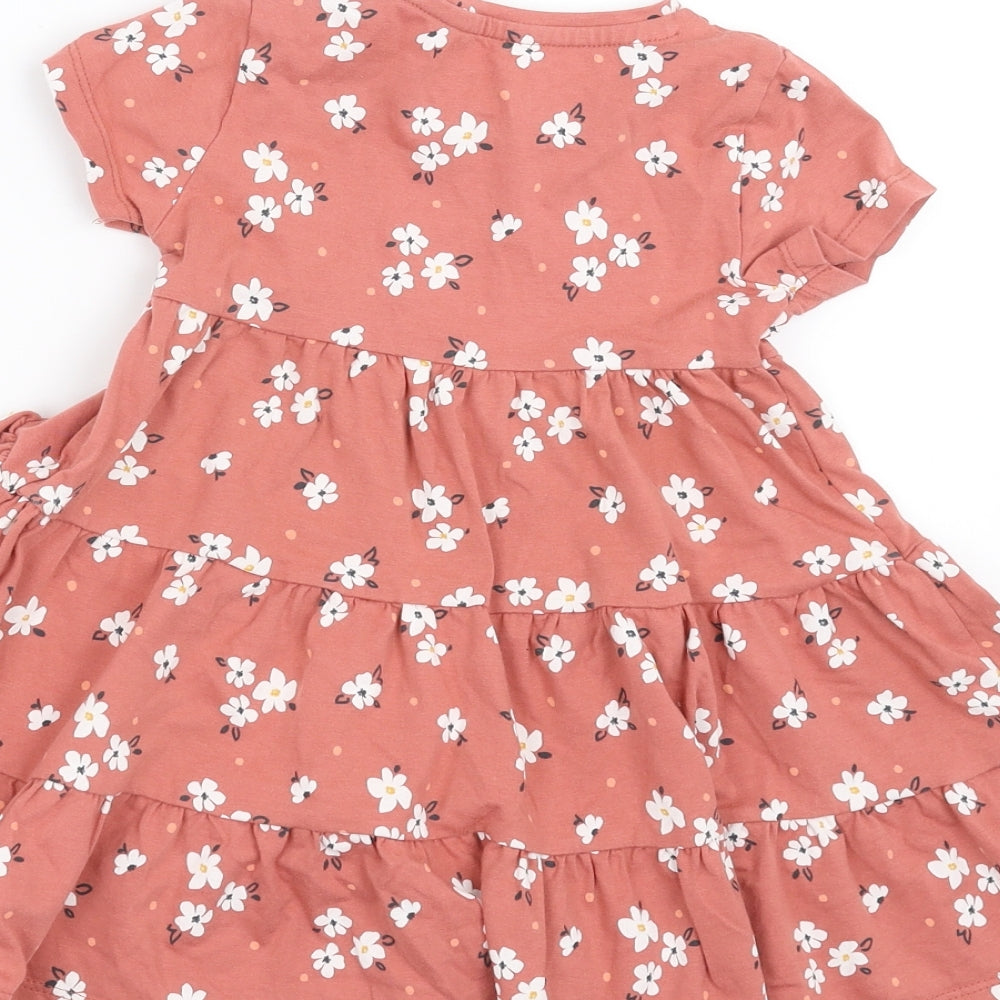 F&F Girls Pink Floral  T-Shirt Dress  Size 2-3 Years