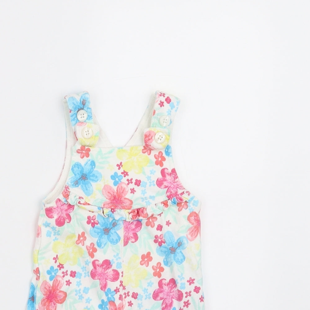 George Girls White Floral  Romper One-Piece Size 0-3 Months