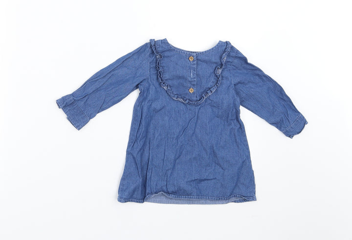 Primark Girls Blue Denim Shirt Dress Size 6-9 Months