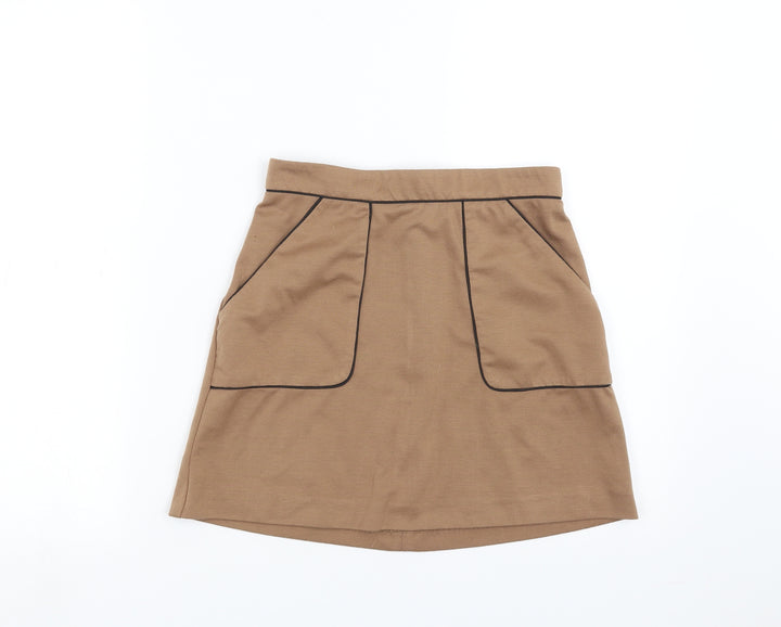 Miss Selfridge Womens Beige A-Line Skirt Size 8
