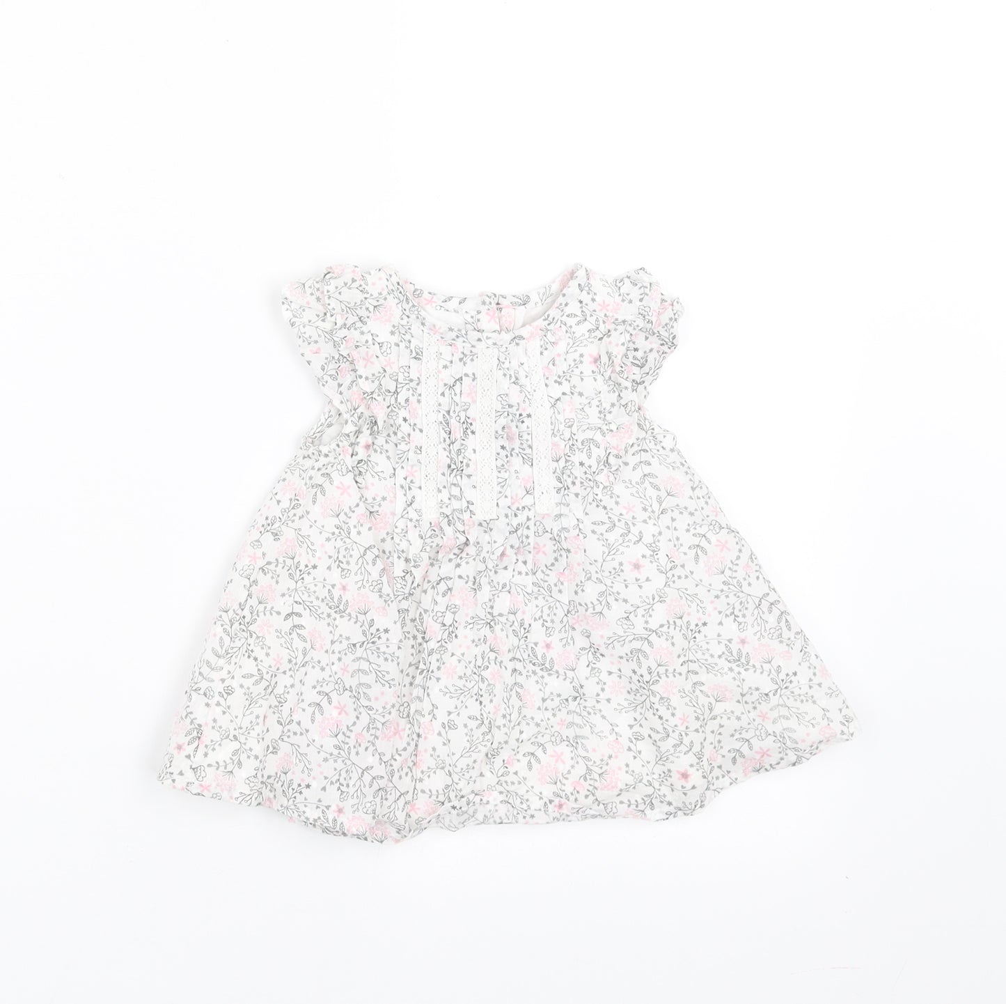 George Girls White Floral  Fit & Flare  Size 0-3 Months