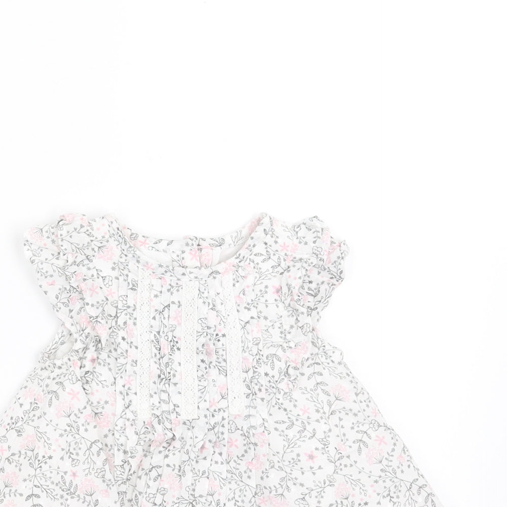 George Girls White Floral  Fit & Flare  Size 0-3 Months