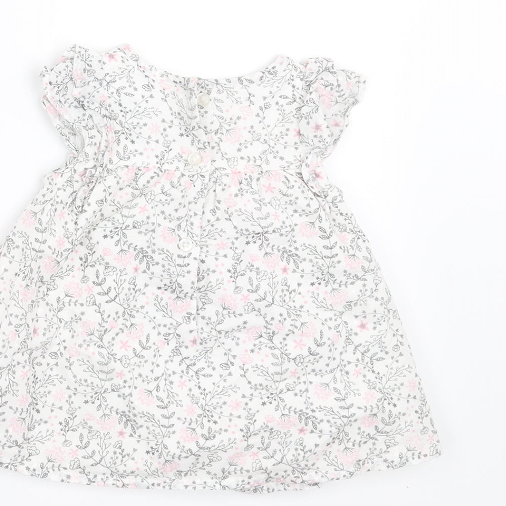 George Girls White Floral  Fit & Flare  Size 0-3 Months
