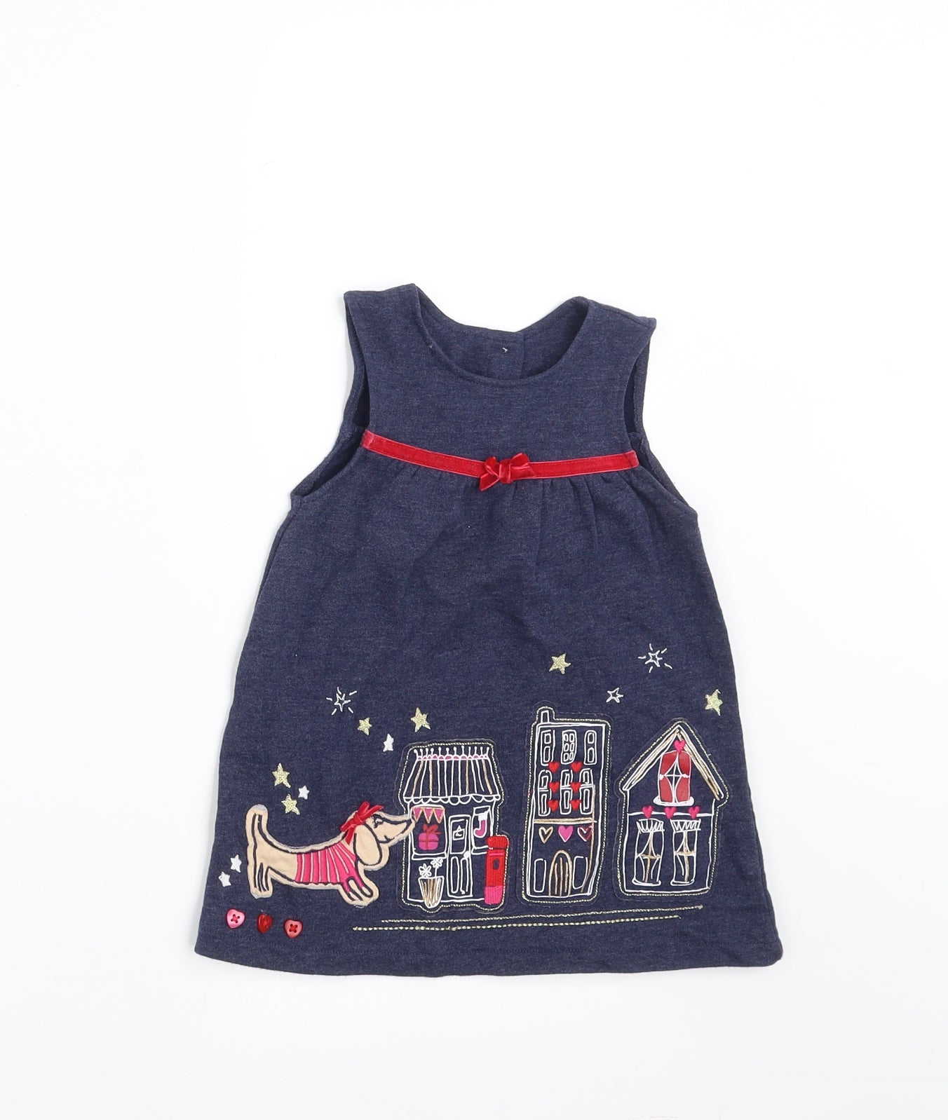 George Girls Blue   Trapeze & Swing  Size 6-9 Months  - Embroidered detail