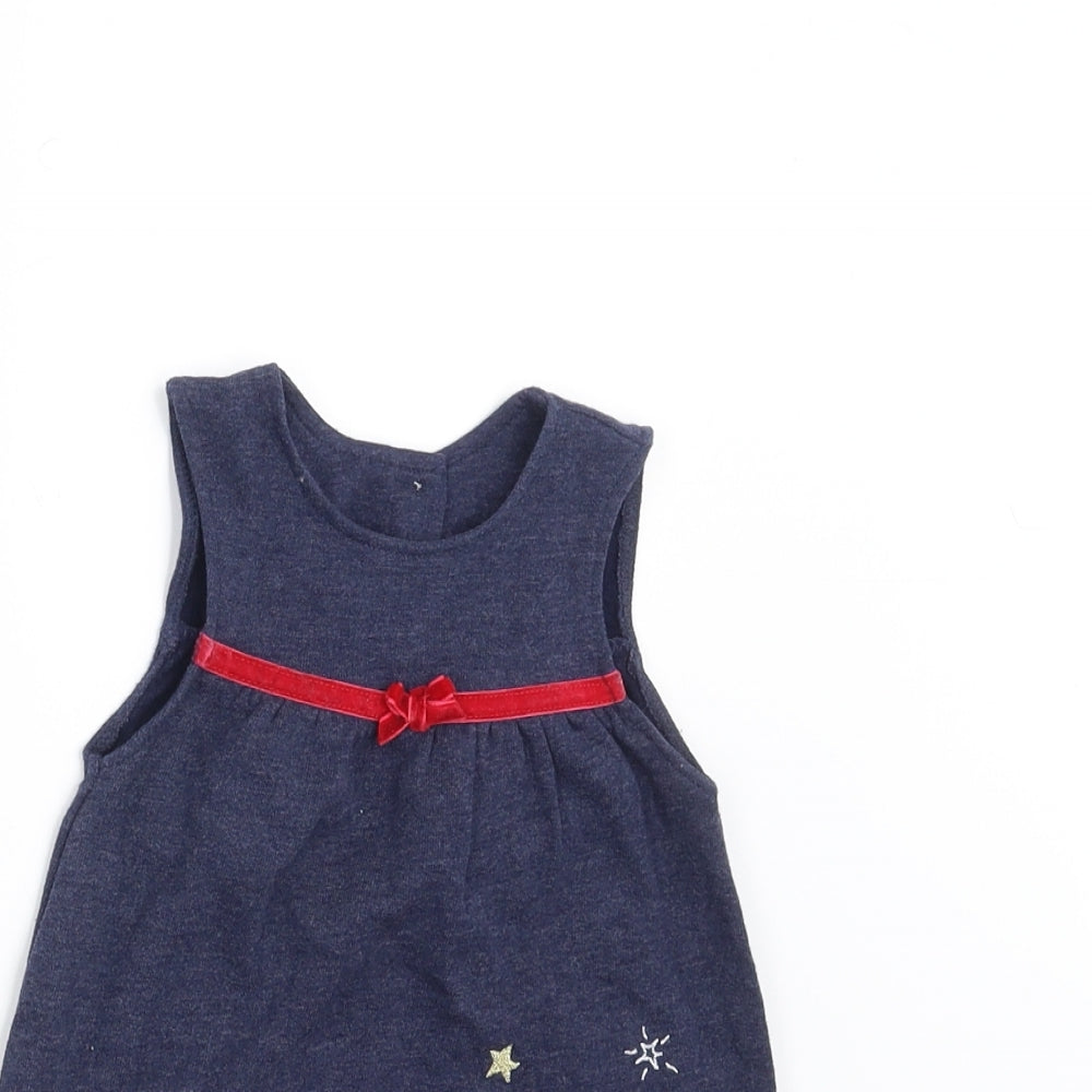 George Girls Blue   Trapeze & Swing  Size 6-9 Months  - Embroidered detail