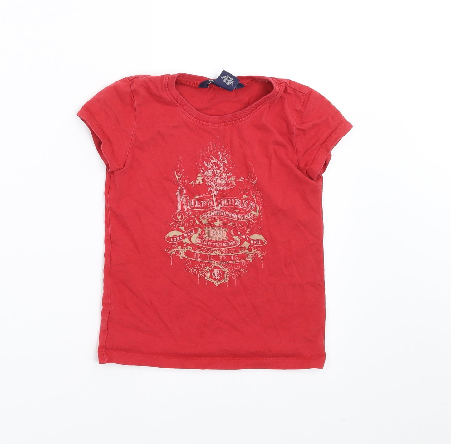 Ralph Lauren Girls Red   Basic T-Shirt Size 4 Years