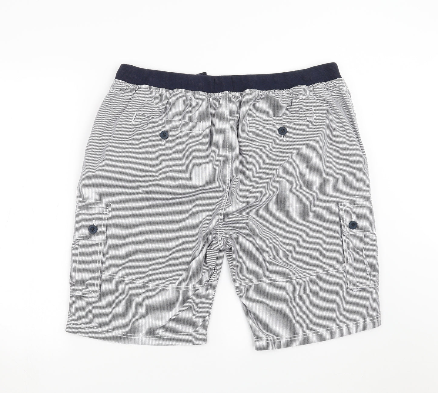 Label J Mens Blue Striped  Cargo Shorts Size 42 in