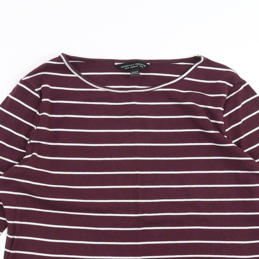 Dorothy Perkins Womens Purple Striped  Basic T-Shirt Size 16