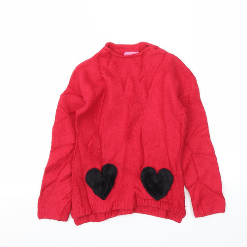 ISACC MIZRAHI Girls Red   Pullover Hoodie Size 5-6 Years