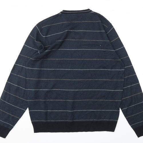 M&S Mens Blue Striped  Pullover Sweatshirt Size L