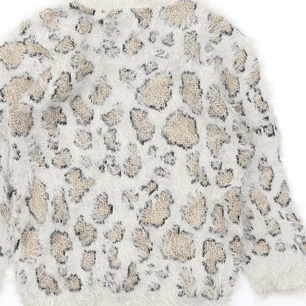 Young Dimension Girls Brown Animal Print  Pullover Jumper Size 4-5 Years