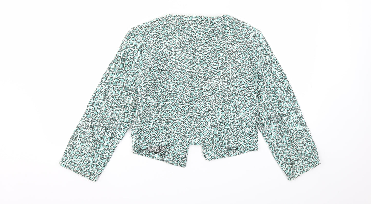 Preworn Womens Green Animal Print  Jacket Blazer Size M