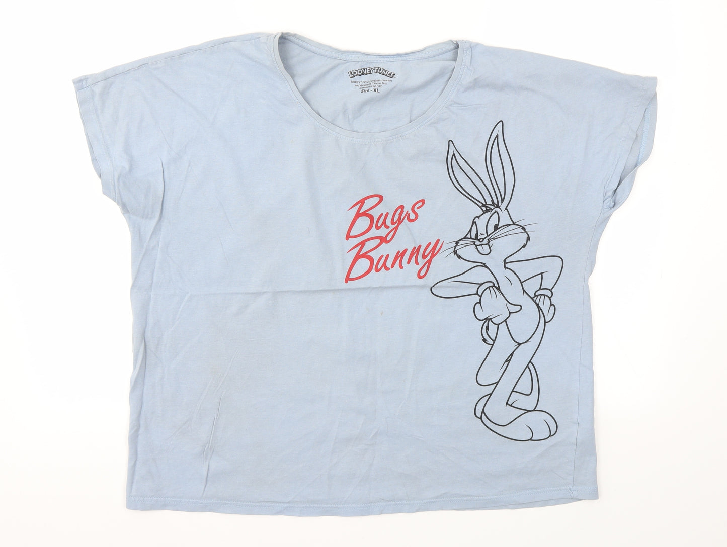 Looney Tunes Womens Blue Animal Print  Basic T-Shirt Size XL