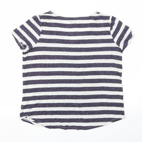 Papaya Womens Blue Striped  Basic T-Shirt Size 14