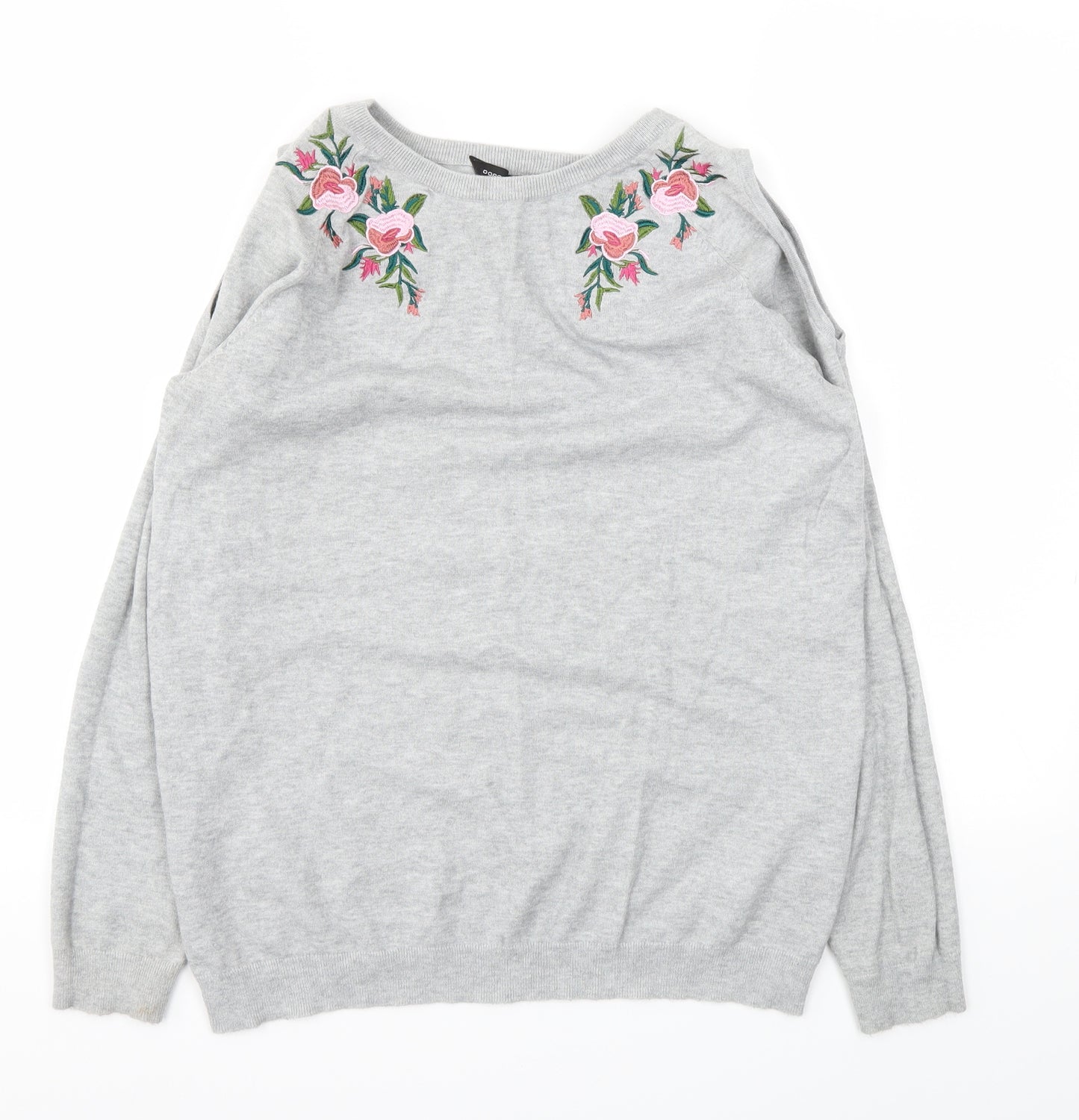 Dorothy Perkins Womens Grey Floral  Pullover Jumper Size 10