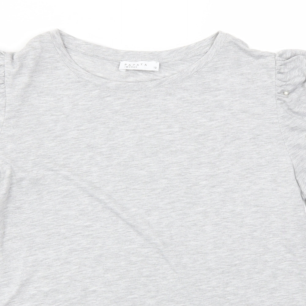 Papaya Womens Grey   Basic T-Shirt Size 12