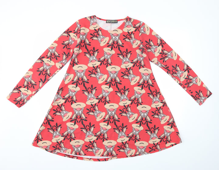 QED London Womens Multicoloured Animal Print Fit & Flare Size 14