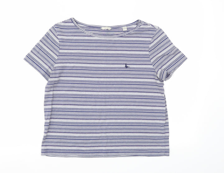 Jack Wills Womens Blue Striped Basic Polo Size 10