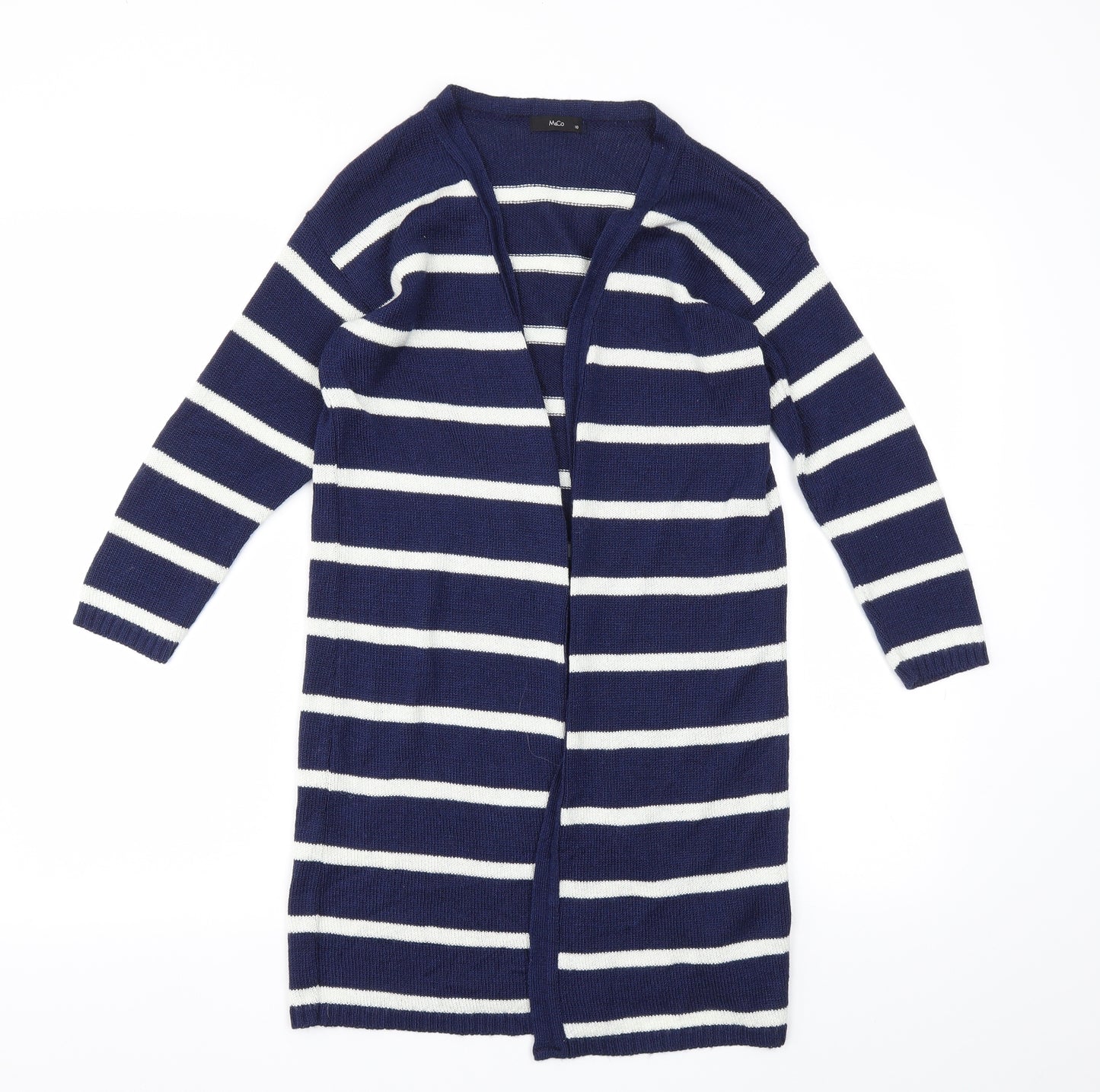 M&Co Womens Blue Striped  Cardigan Jumper Size 10