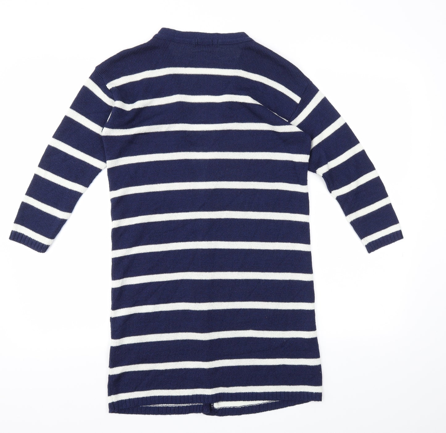 M&Co Womens Blue Striped  Cardigan Jumper Size 10