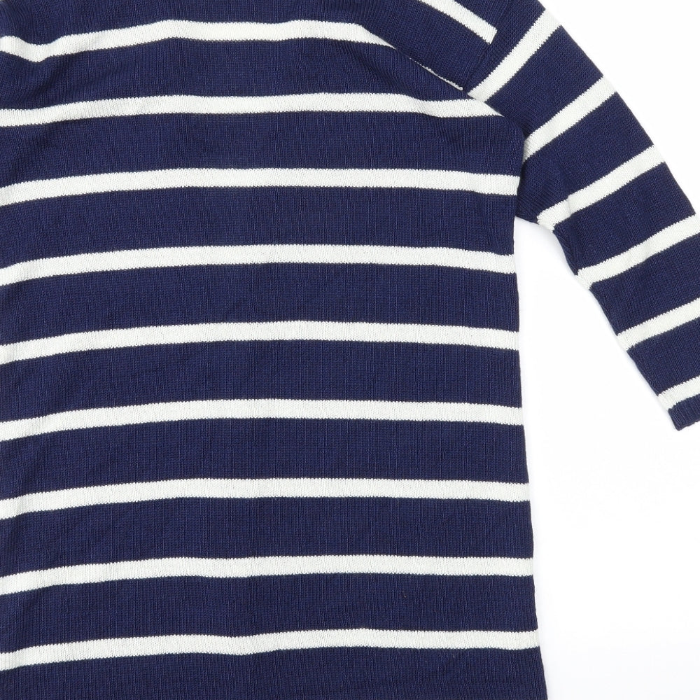 M&Co Womens Blue Striped  Cardigan Jumper Size 10