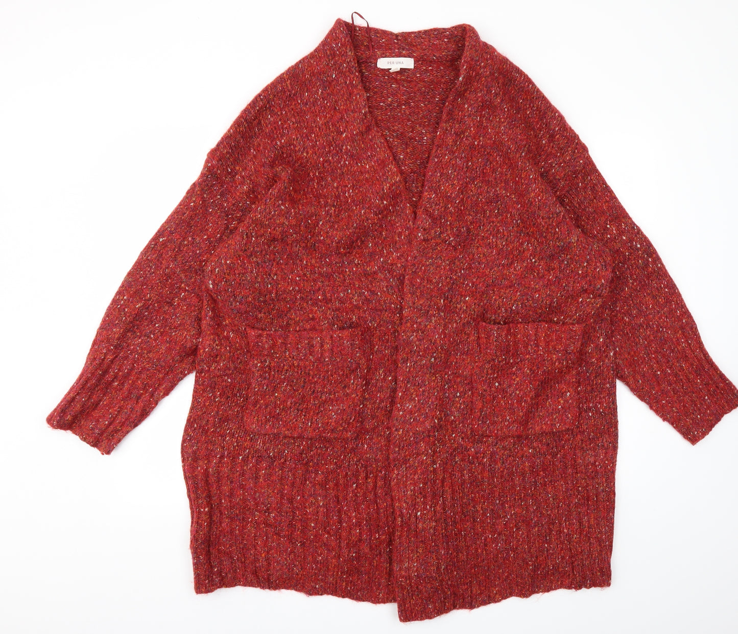 M&S Womens Red   Cardigan Jumper Size XL