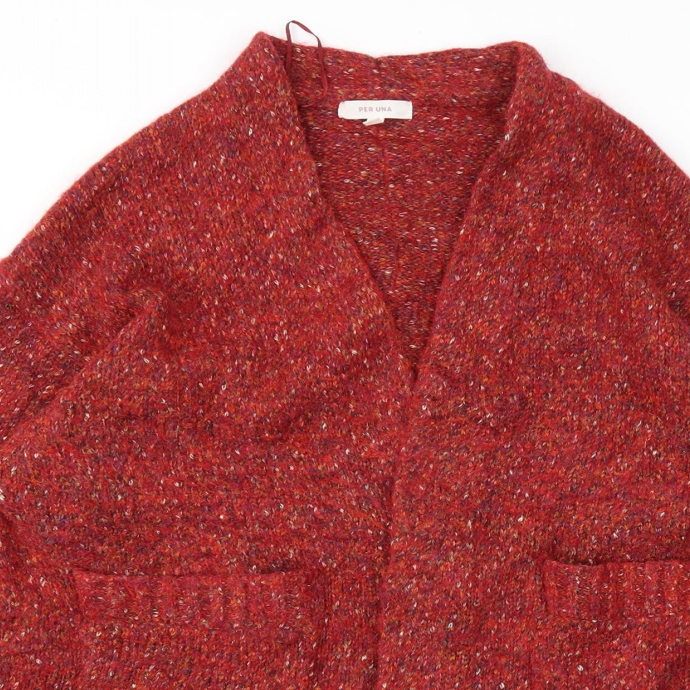 M&S Womens Red   Cardigan Jumper Size XL