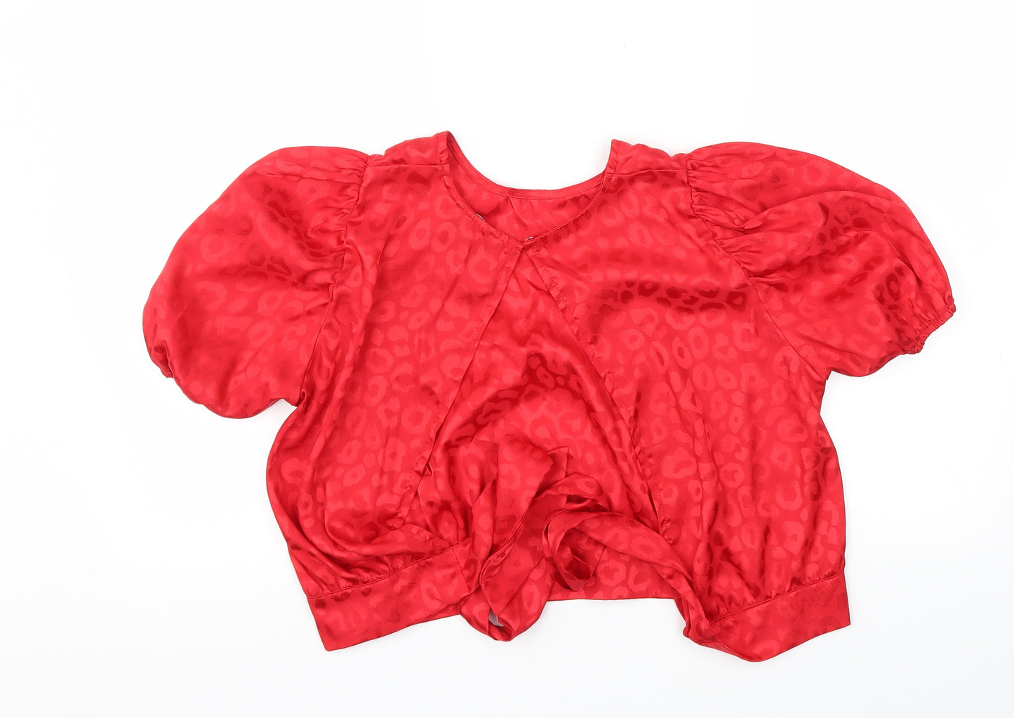 New Look Womens Red Animal Print  Basic Blouse Size 12