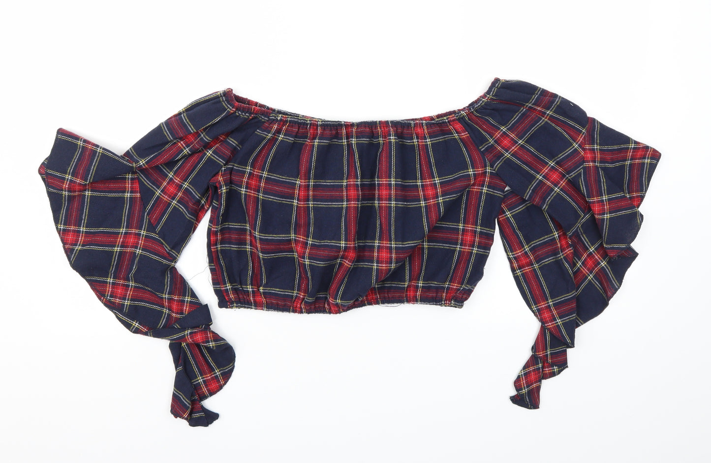 PARISIAN Womens Blue Check  Basic T-Shirt Size 10