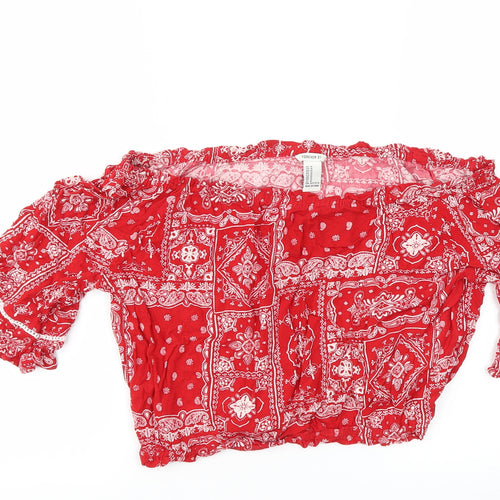 FOREVER 21 Womens Red Argyle/Diamond  Basic T-Shirt Size M