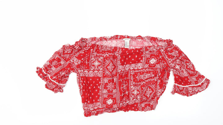 FOREVER 21 Womens Red Argyle/Diamond Basic T-Shirt Size M