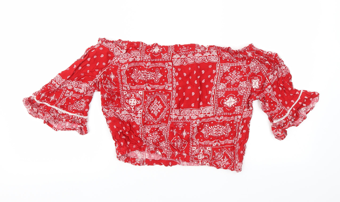 FOREVER 21 Womens Red Argyle/Diamond  Basic T-Shirt Size M