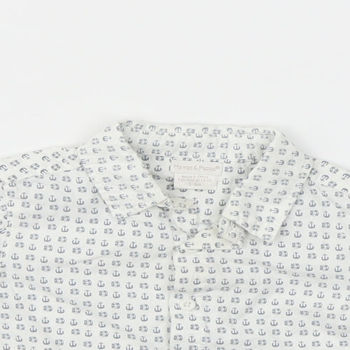 mamas & papas Boys White Geometric  Basic T-Shirt Size 3-6 Months