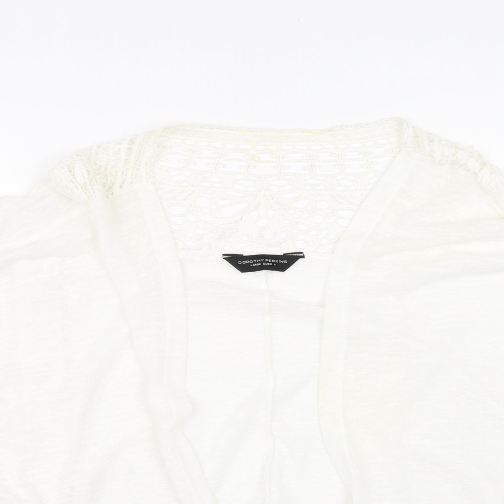 Dorothy Perkins Womens White Floral  Cardigan Jumper Size L