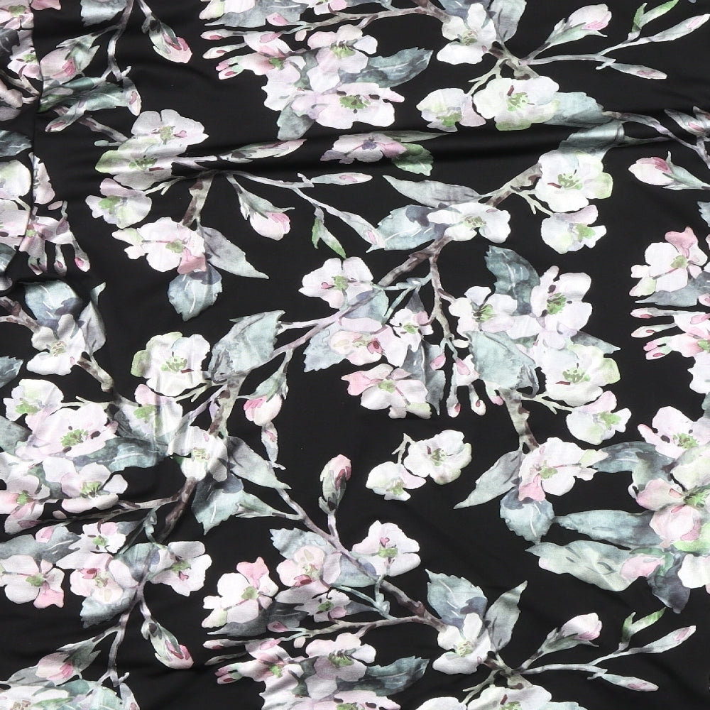 Kim & Co Womens Black Floral  Cardigan Jumper Size 3XL