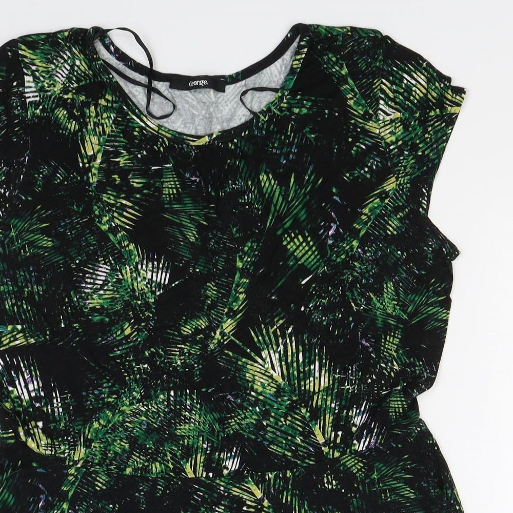 George Womens Black Floral  Basic T-Shirt Size 10  - summer