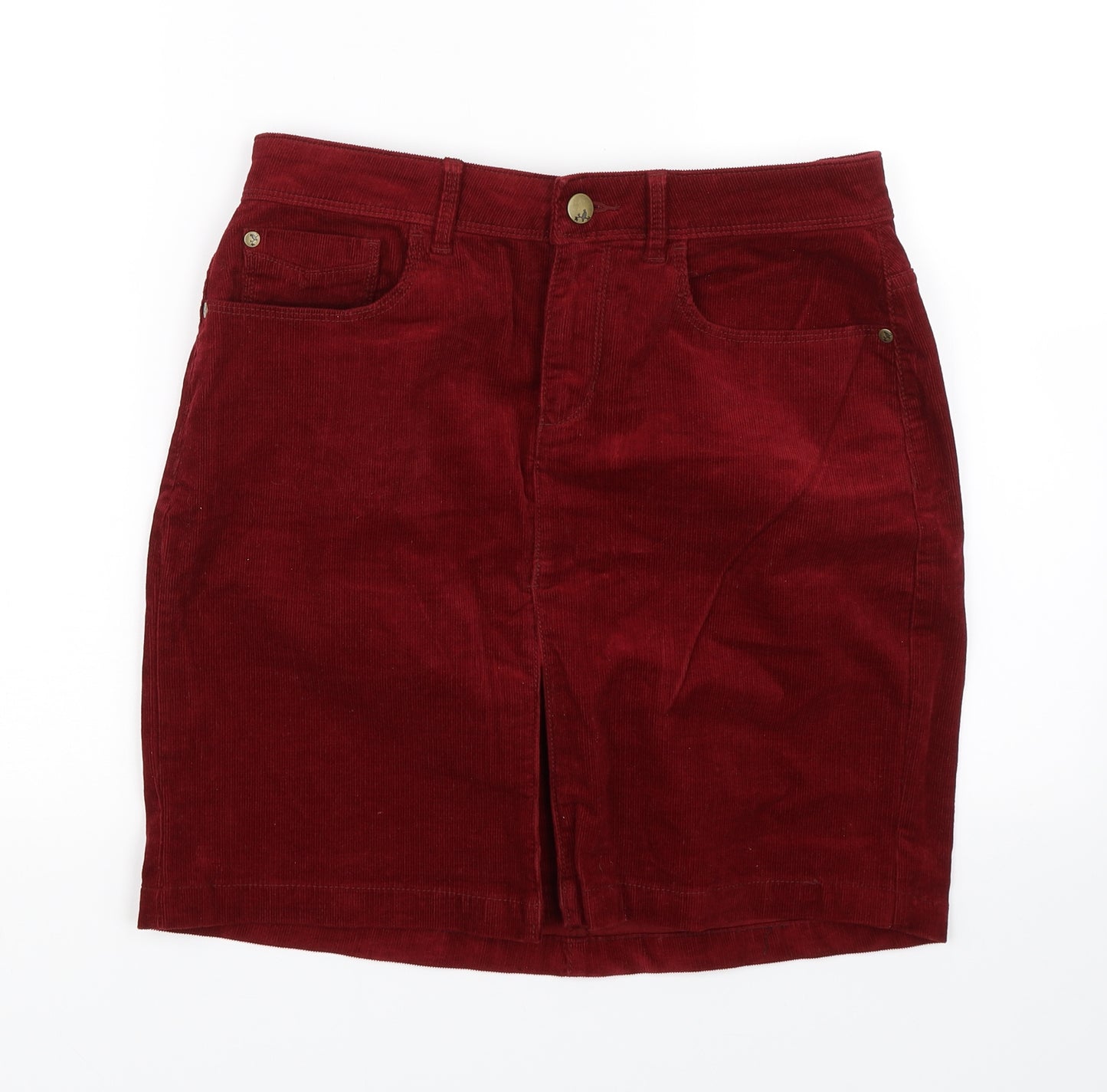 M&S Womens Red  Corduroy Mini Skirt Size 10