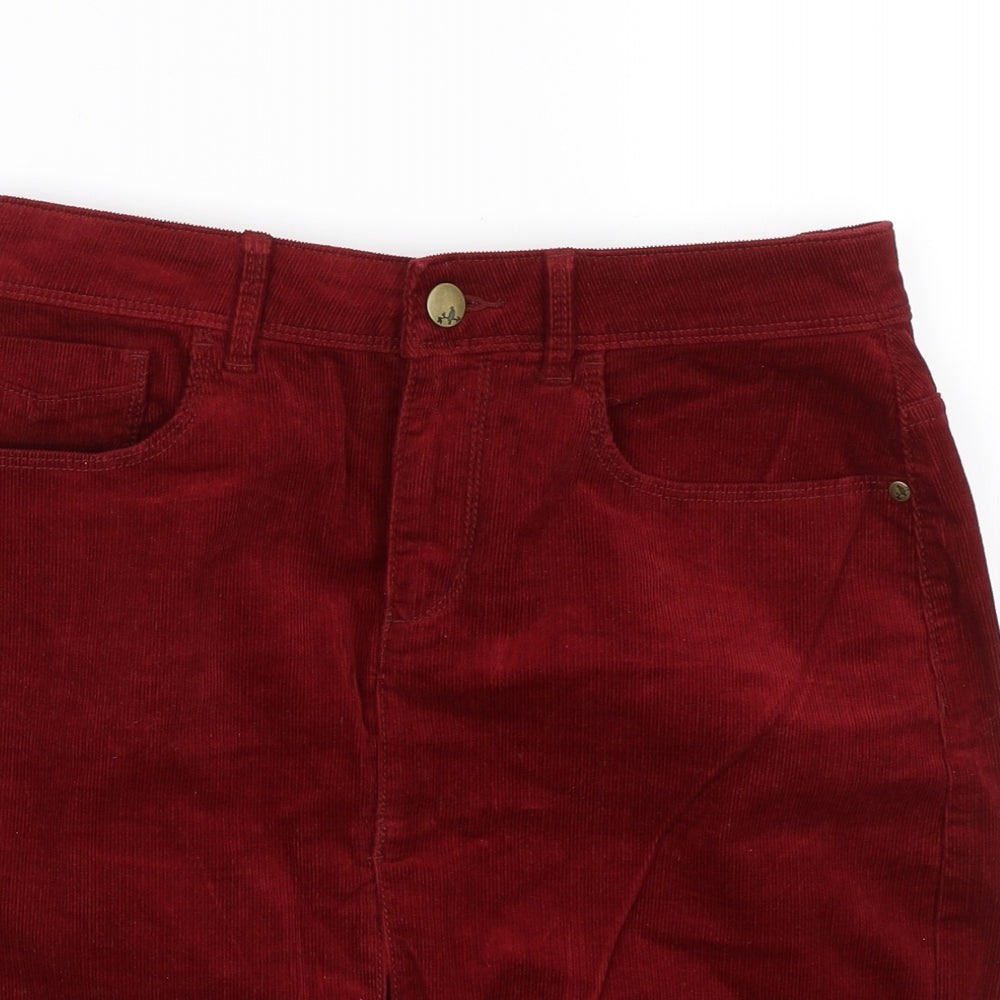 M&S Womens Red  Corduroy Mini Skirt Size 10