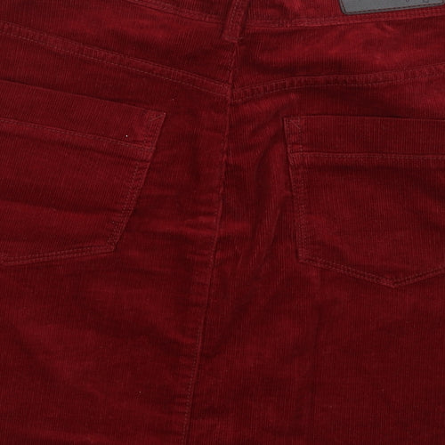 M&S Womens Red  Corduroy Mini Skirt Size 10