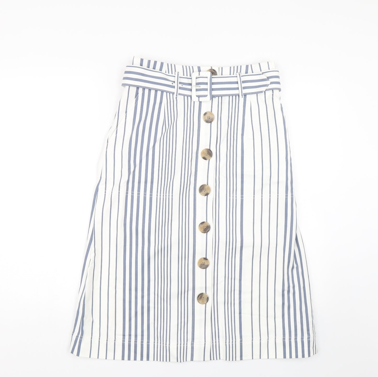 m&s Womens Blue Striped  A-Line Skirt Size 10