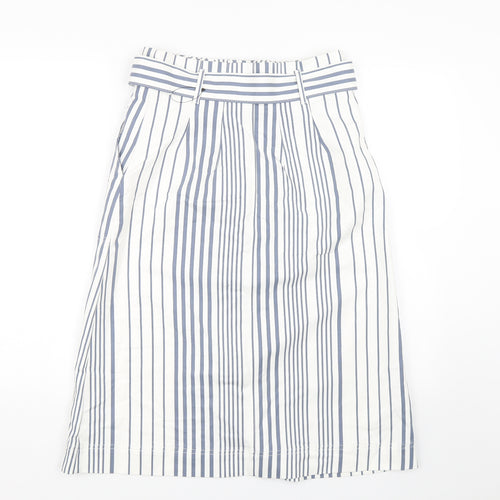 m&s Womens Blue Striped  A-Line Skirt Size 10